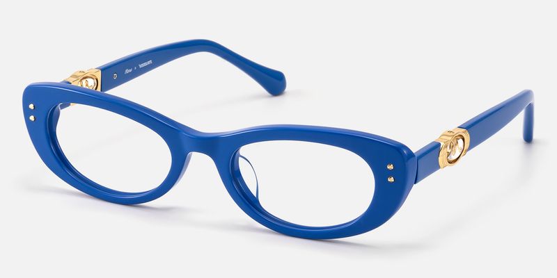 Ginza - Blue Funky Y2K Narrow Cat Eye Rx Glasses | Vooglam
