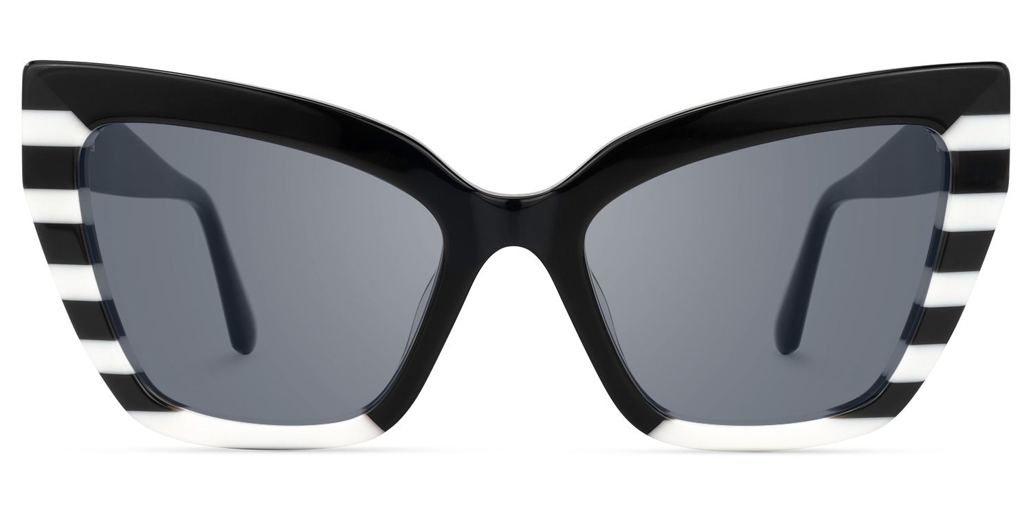 Abby - Cat Eye Black/White Sunglasses | Vooglam Angle View