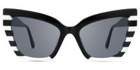 Abby - Cat Eye Black/White Sunglasses | Vooglam Angle View