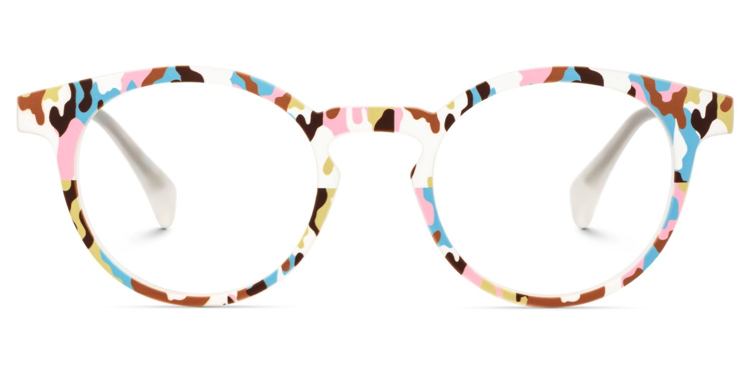 Minnie - Funky Artsy Multicolored Oval Eyeglasses | Vooglam Angle View