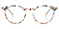 Minnie - Funky Artsy Multicolored Oval Eyeglasses | Vooglam Angle View