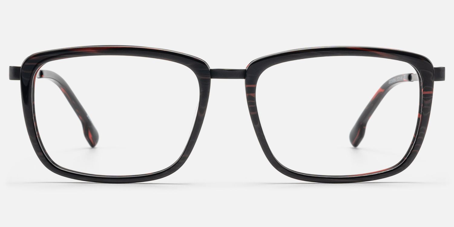 Alloy - Sleek Black Rectangle Professional Glasses | Vooglam Angle View