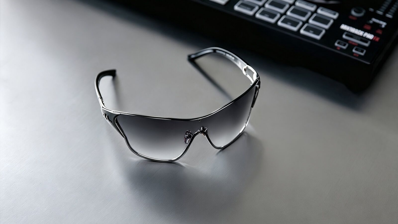Black Shield Sunglasses with Grey Mirrored Tint