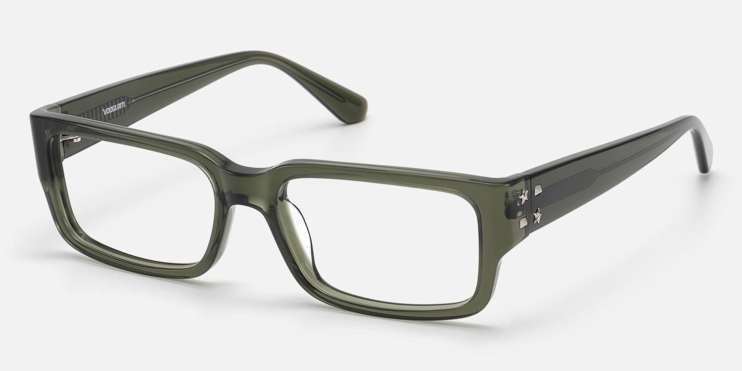 Drexen - Olive Green Translucent Rectangle Rx | Vooglam Front View
