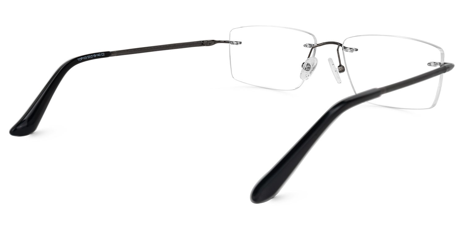 Eilley - Rectangle Grey Eyeglasses | Vooglam Side View