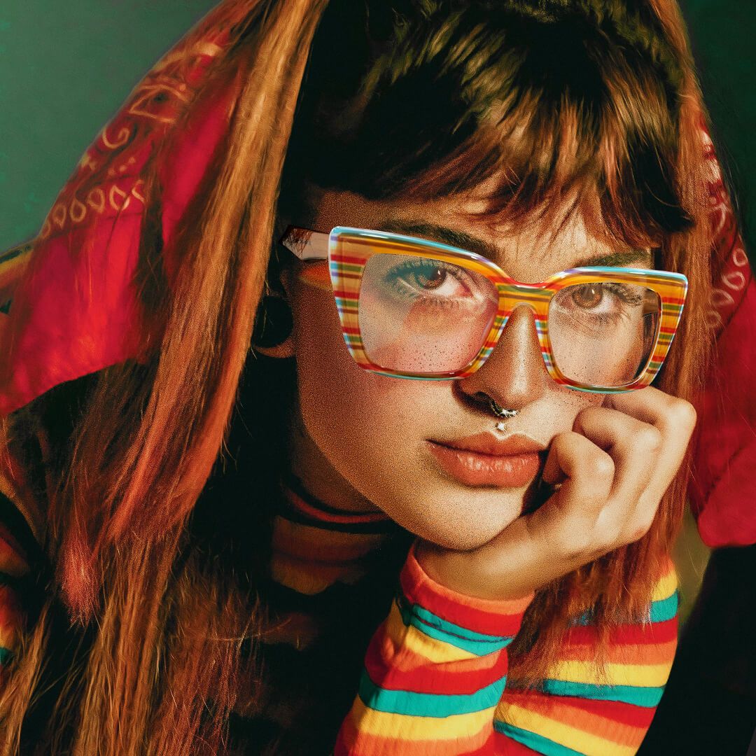 Kaipo - Square Multicolor Eyeglasses | Vooglam On Model