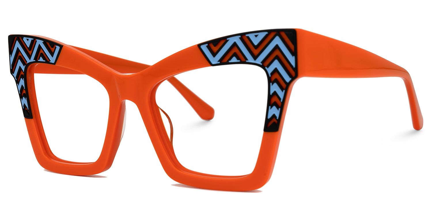 Danilo - Square Orange Eyeglasses | Vooglam Front View