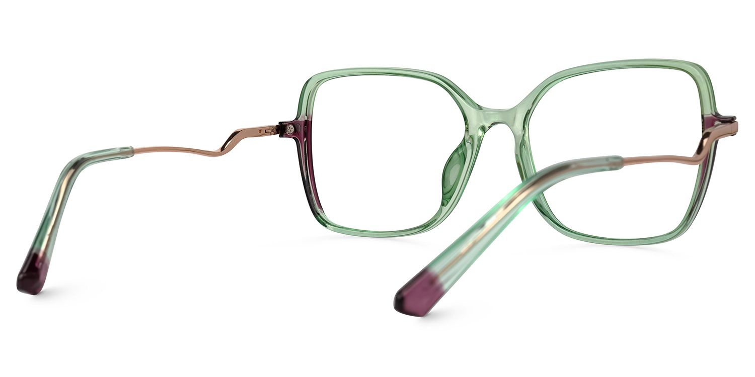Decima - Square Green Eyeglasses | Vooglam Side View