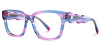 Daphne - Rectangle Pink/Blue Eyeglasses | Vooglam Front View