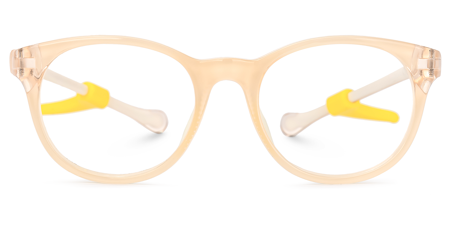 Eljah - Round Yellow Kids Eyeglasses by Vooglam - Angle View