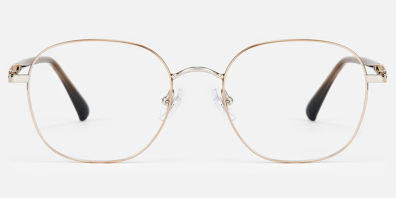 Luxe - Round Gold Eyeglasses | Vooglam Angle View