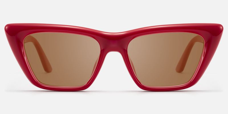 Meguro - Amber Tint TR90 Puffy Red Sunglasses | Vooglam
