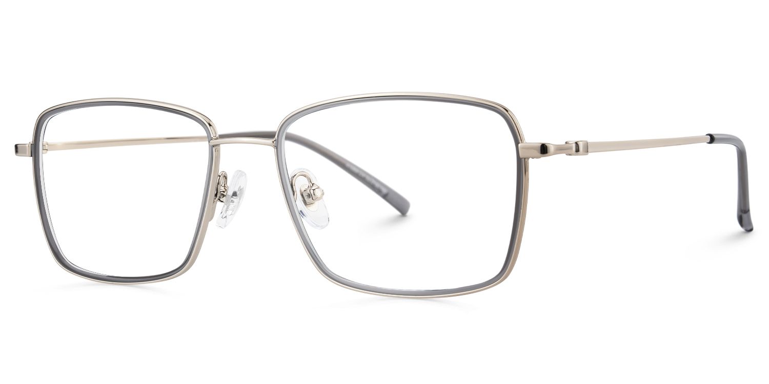 Marlene - Rectangle Grey Eyeglasses | Vooglam Front View