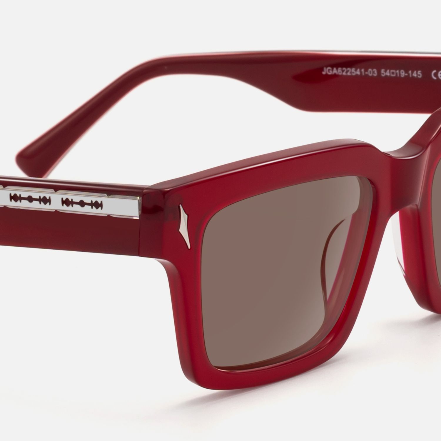 Razor - Brown Tint Transparent Red Sunglasses | Vooglam Design Details