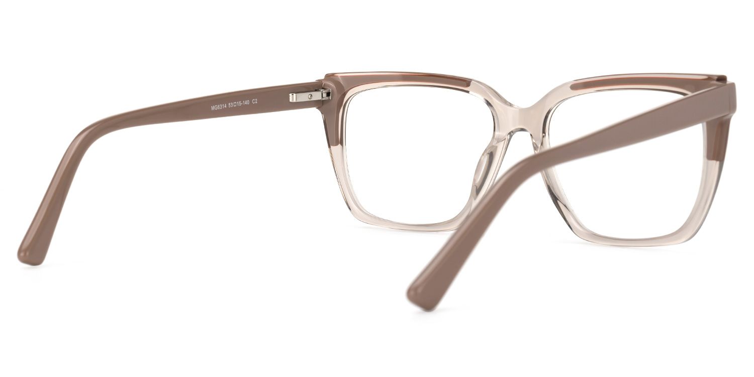 Elske - Rectangle Champagne Eyeglasses | Vooglam Side View