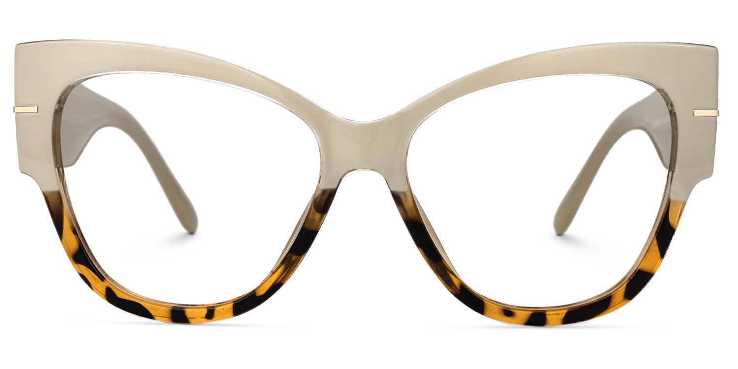 

Elektra - Beige & Tortoise Two-Tone Cat Eye Glasses