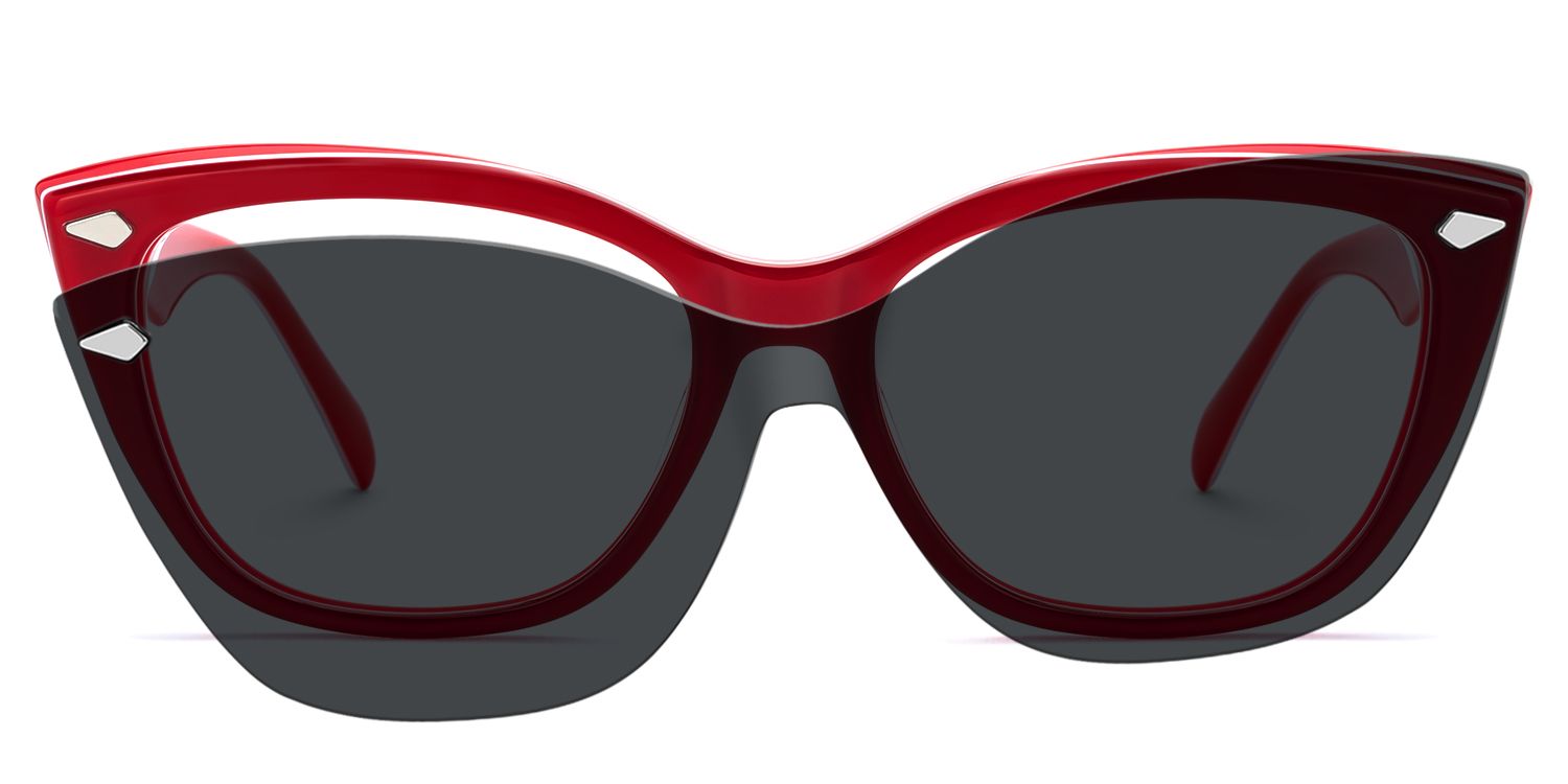 Fineen - Cat Eye Red Sunglasses | Vooglam Angle View
