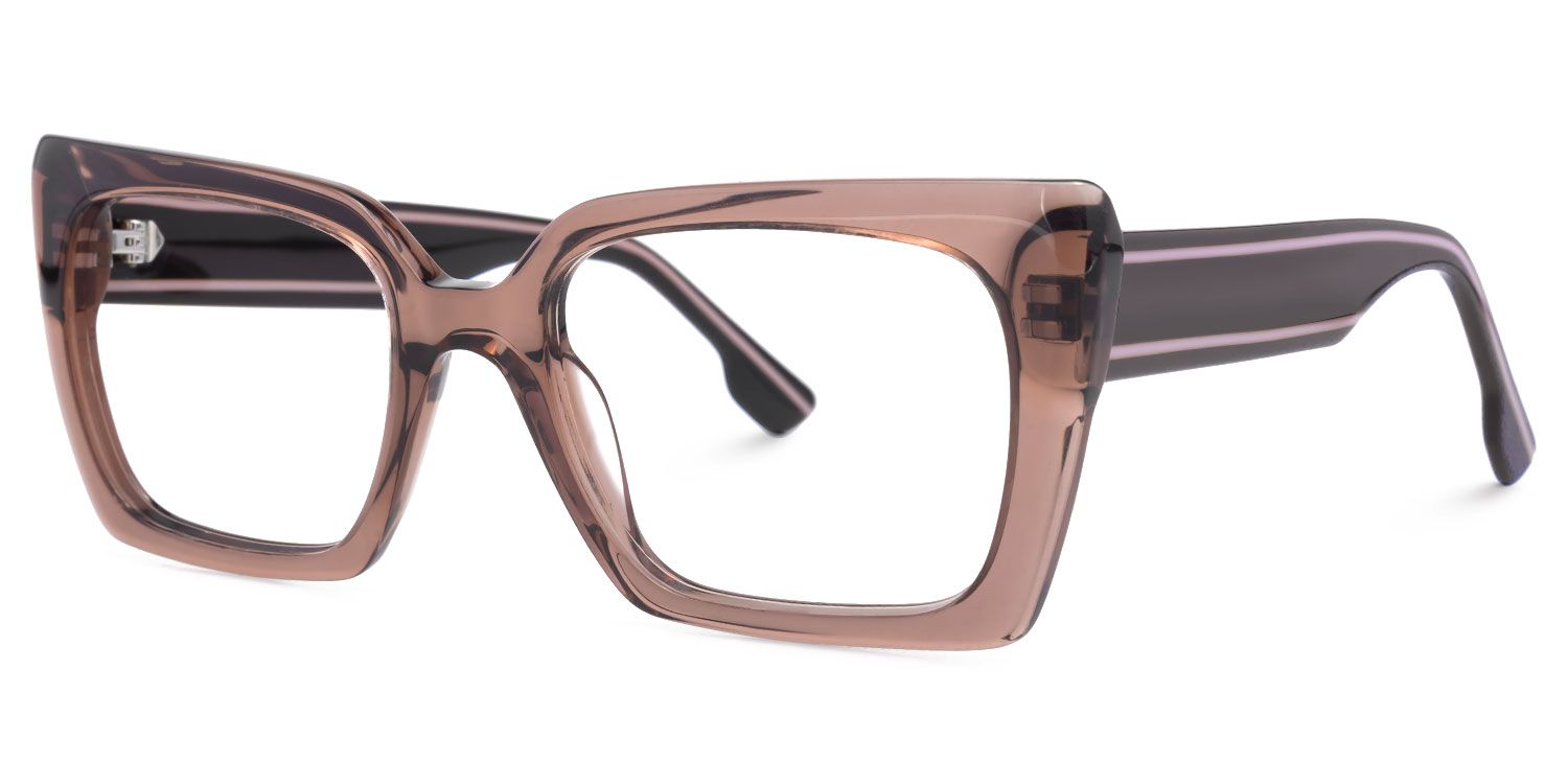 Denicia - Rectangle Brown Eyeglasses | Vooglam Front View