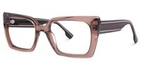 Denicia - Rectangle Brown Eyeglasses | Vooglam Front View