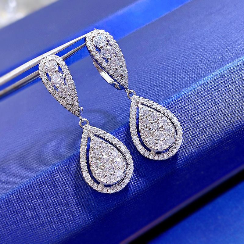 Cute Diamond White Round Pierced Earrings by Vooglam - On Model