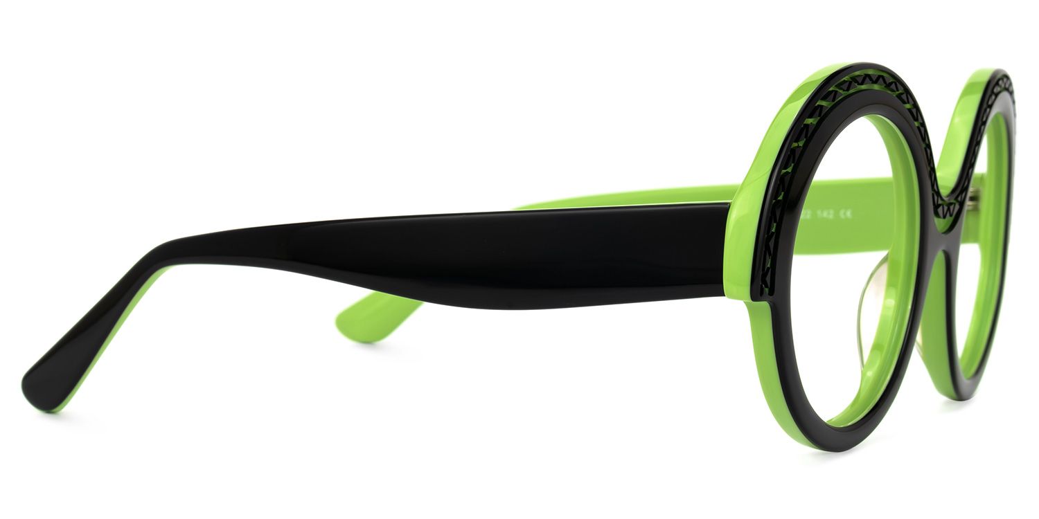 Admetus - Round Black/Green Eyeglasses by Vooglam - Product View 4