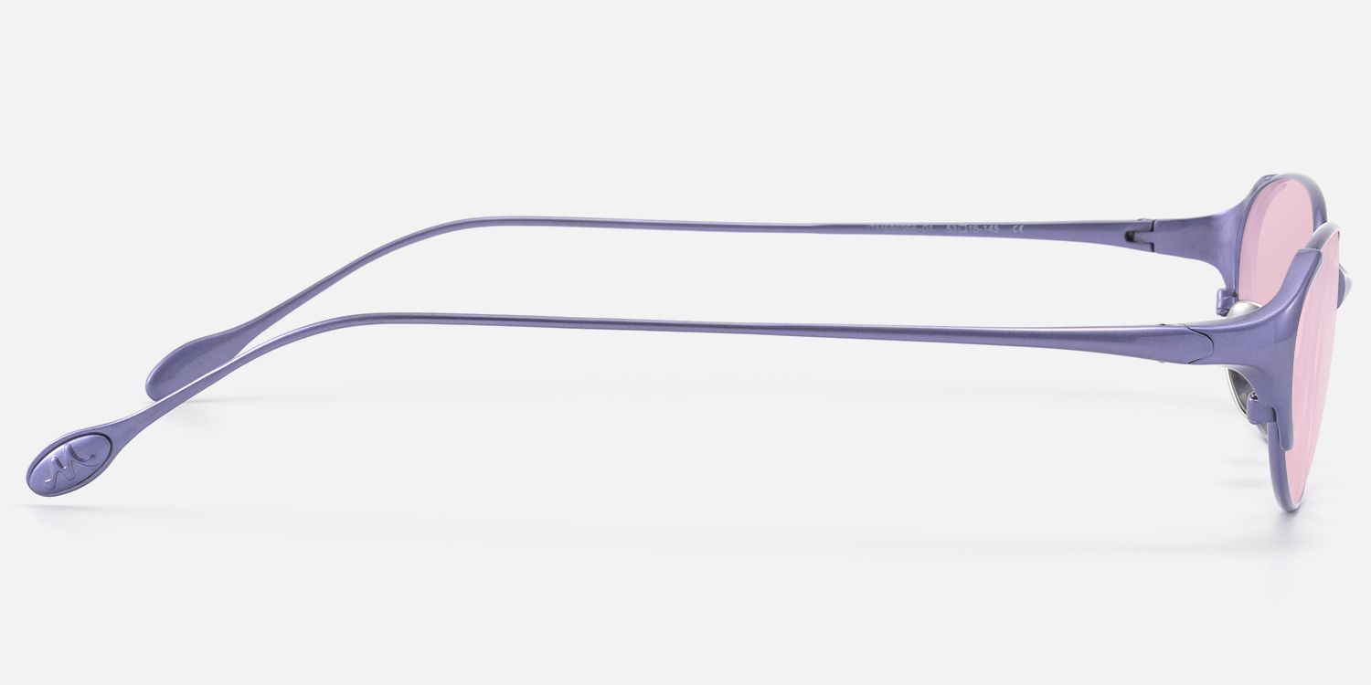 Ebisu - Purple Oval Rave Sunglasses with Pink Lens | Vooglam Side View