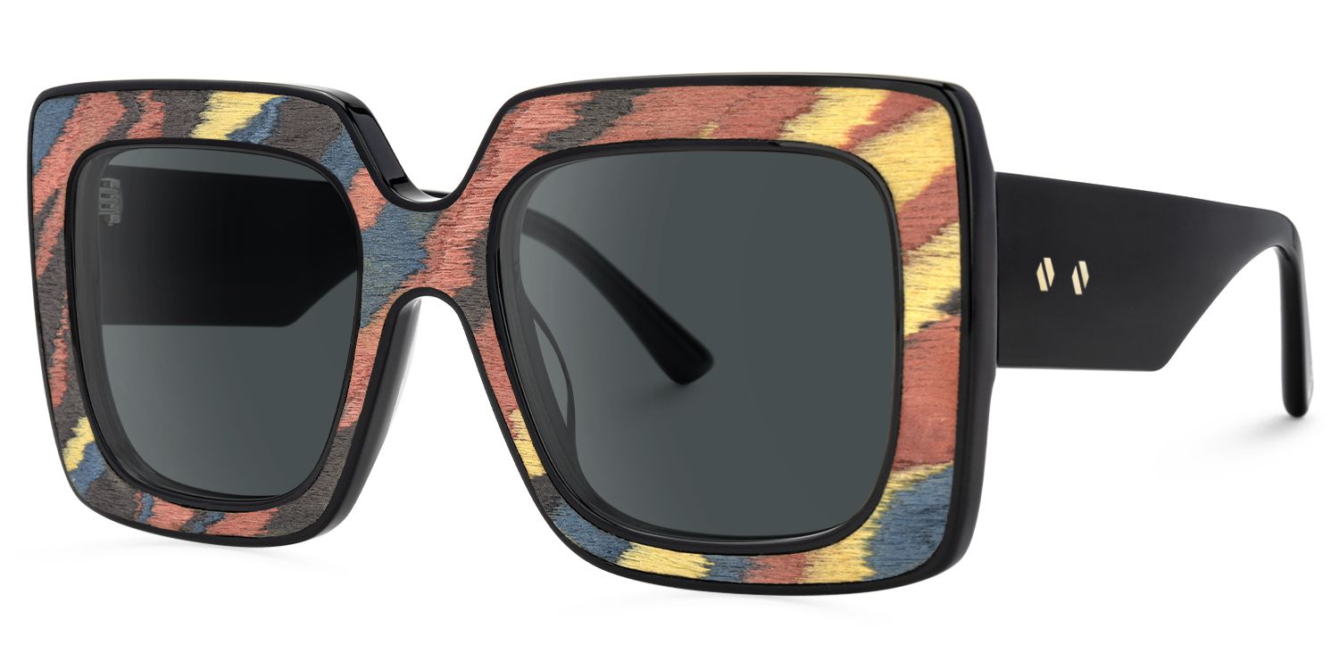 Pacifica - Square Multicolor Sunglasses by Vooglam - Front View