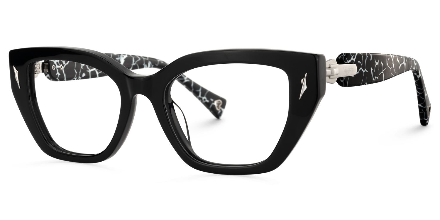 Naiara - Rectangle Black Eyeglasses | Vooglam Front View