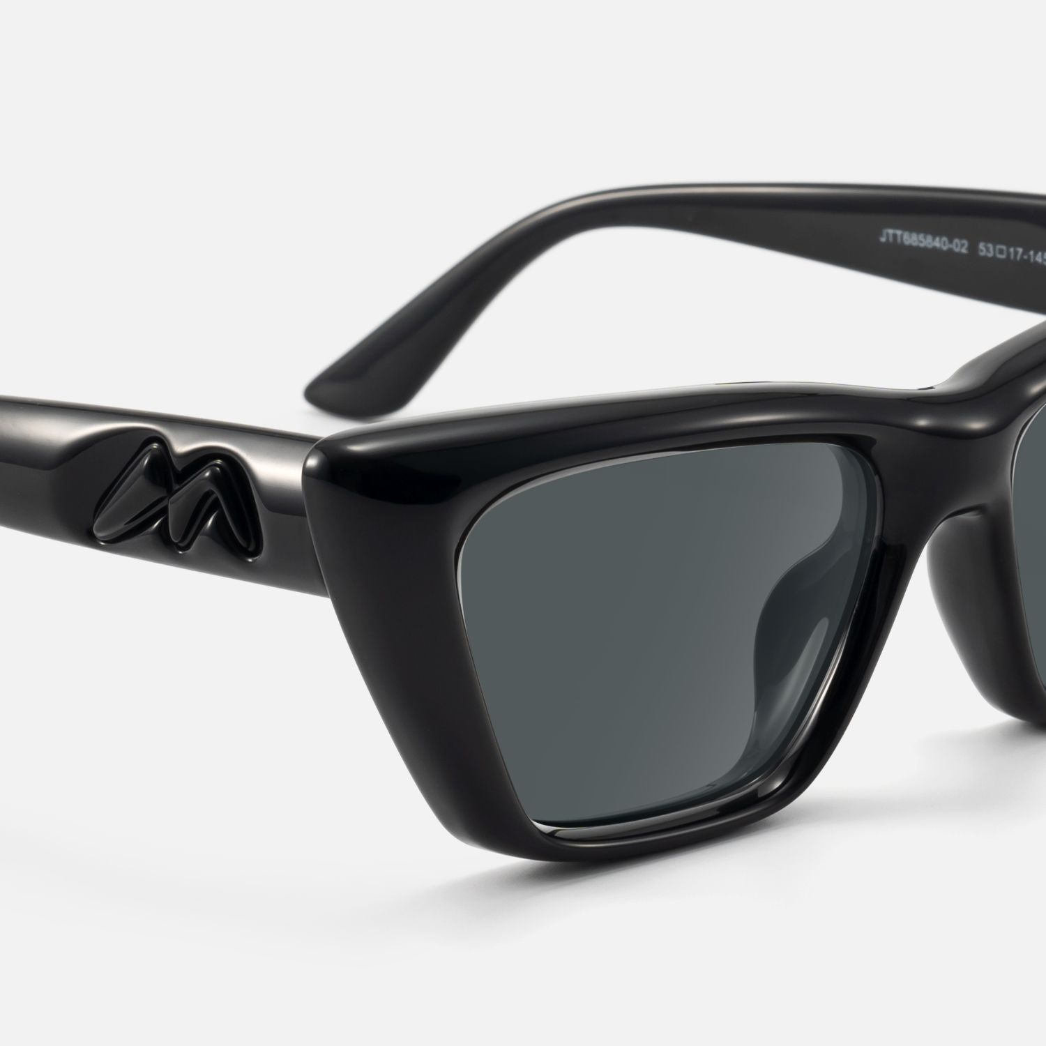 Meguro - Black Inflated Cat-Eye Tinted Sunglasses | Vooglam Design Details