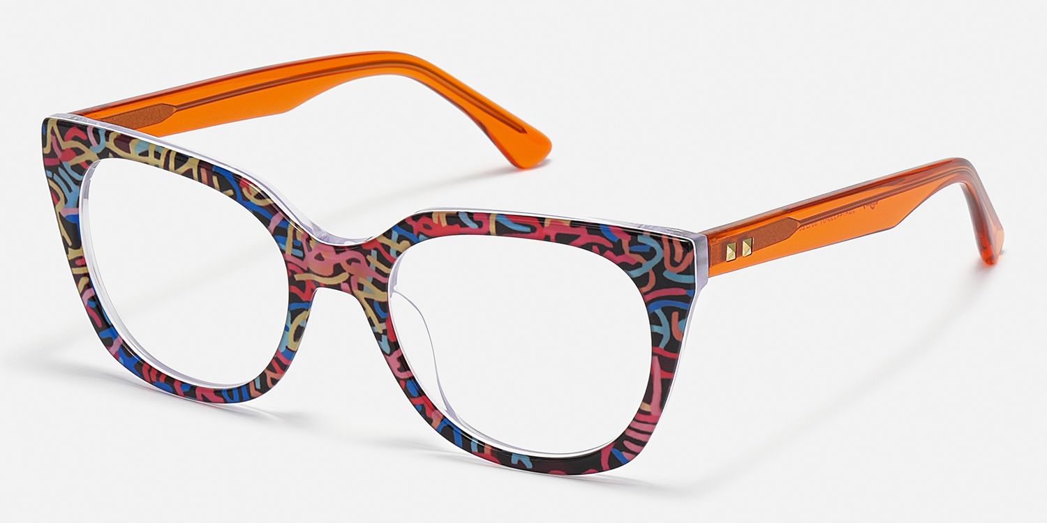 Stephanie - Cat Eye Pattern Eyeglasses | Vooglam Front View