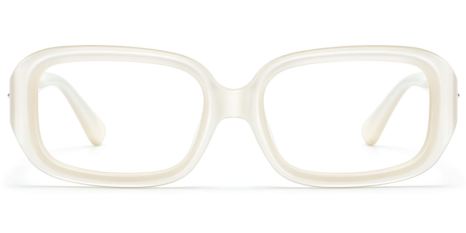 Prism - Pearlescent White Star Rectangle Glasses by Vooglam Product Details 1