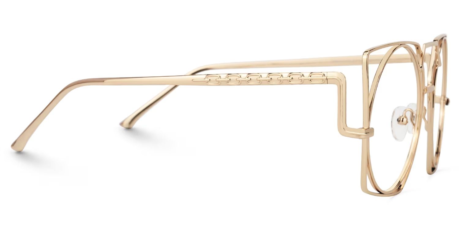 Caren - Aviator Gold Eyeglasses | Vooglam Side View