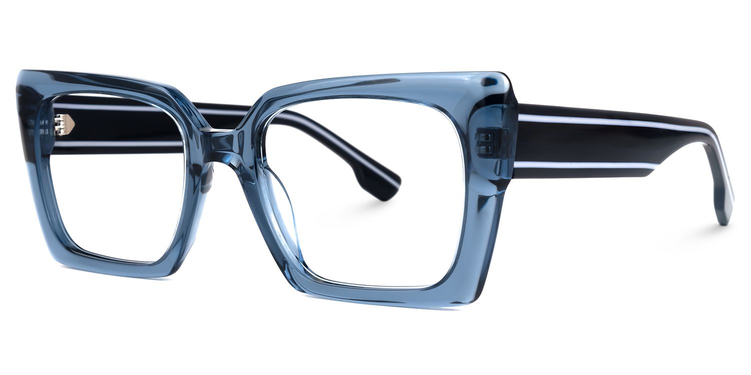 Denicia - Rectangle Blue Eyeglasses | Vooglam Front View