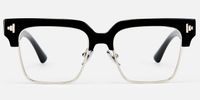 Nathifa - Browline Black Eyeglasses | Vooglam Angle View