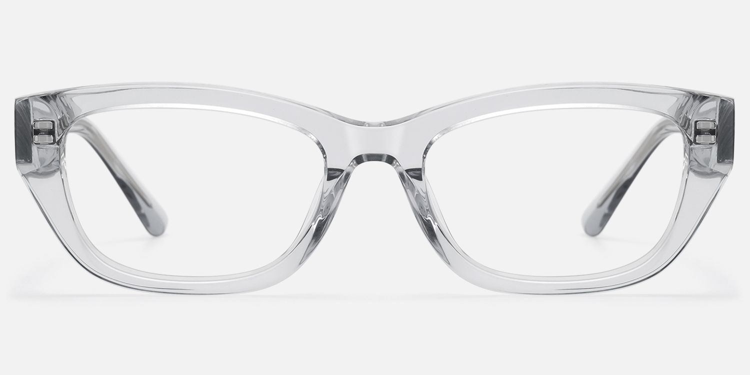 Riven - Crystal Grey Thick Cat Eye Frames | Vooglam Angle View