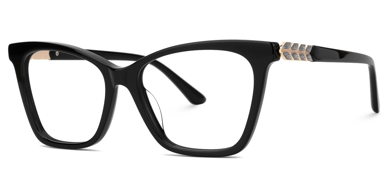 Fidelia - Butterfly Black Eyeglasses | Vooglam Front View