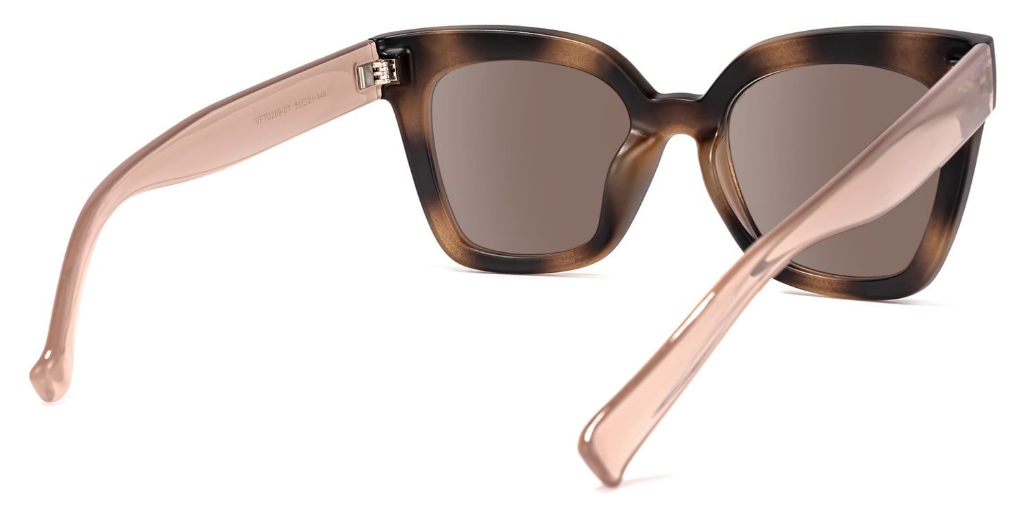 Naila - Square Tortoise Sunglasses│Vooglam - Side View