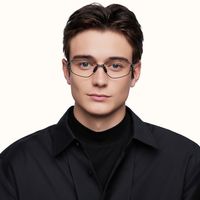 Spine - Geometric Metal Grey Eyeglasses | Vooglam On Model 2