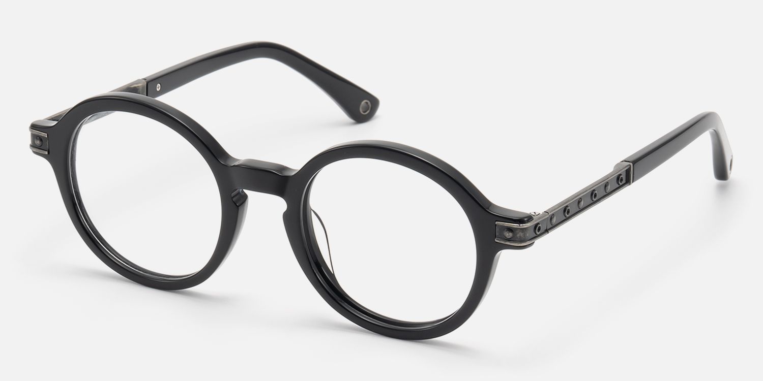 Lennon - Vintage Metal Black Retro Round Frames | Vooglam Front View