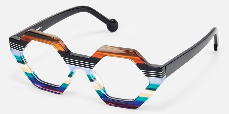 Ailsa - Multi Color Hexagon Acetate Glasses by Vooglam
