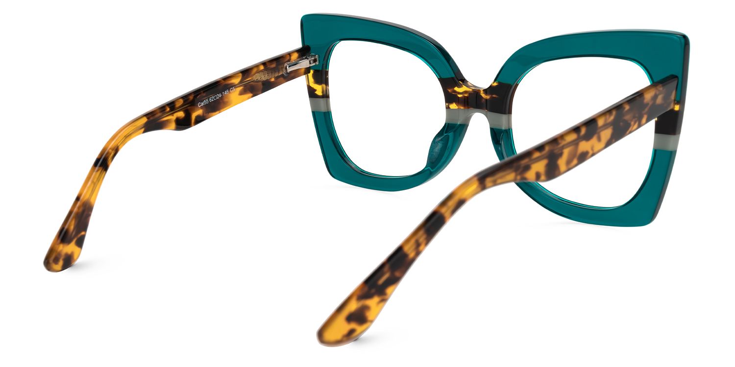 Eilonwy - Cat Eye Green Eyeglasses by Vooglam - Side View