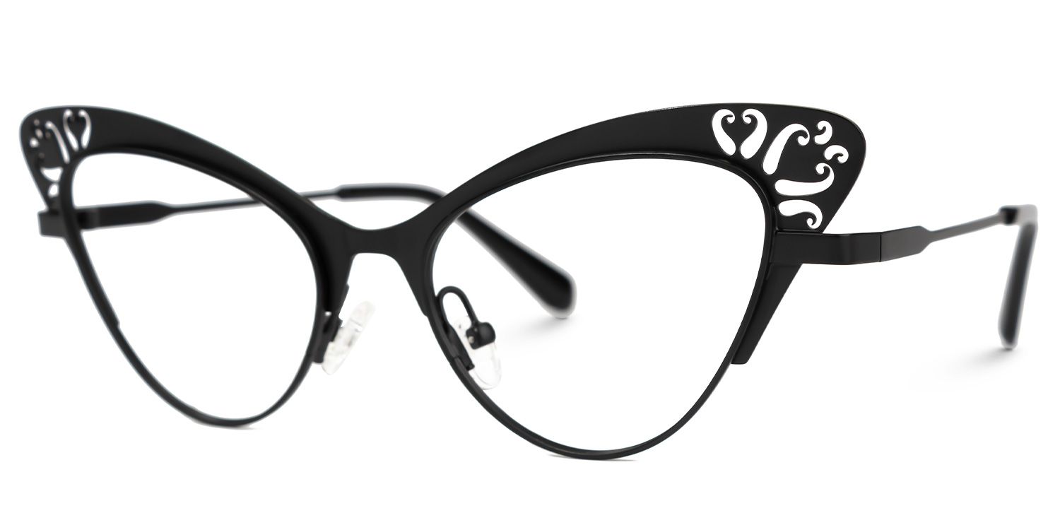 Kassandra - Cat Eye Black Eyeglasses | Vooglam Front View