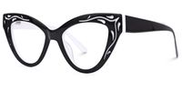 Ivey - Cat Eye Black/White Eyeglasses | Vooglam Front View