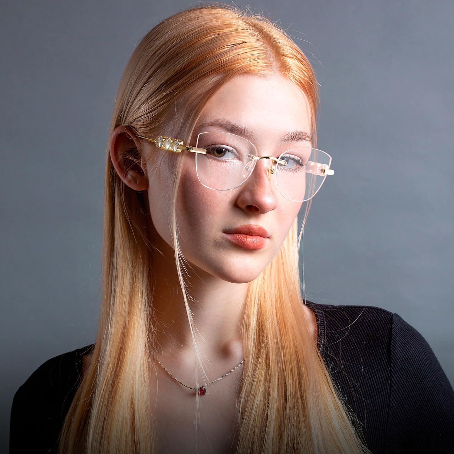 Muse - Cat Eye Gold Eyeglasses | Vooglam On Model