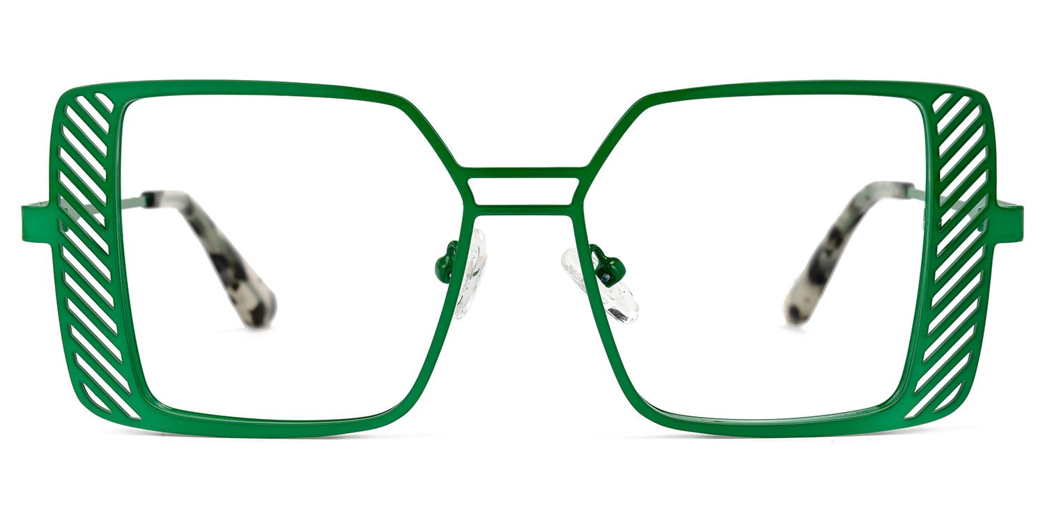 Eirene - Square Green Eyeglasses | Vooglam Angle View