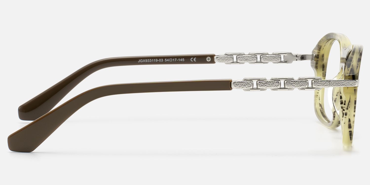 Albini - Clear Wood Grain Silver Chain Frames | Vooglam Side View