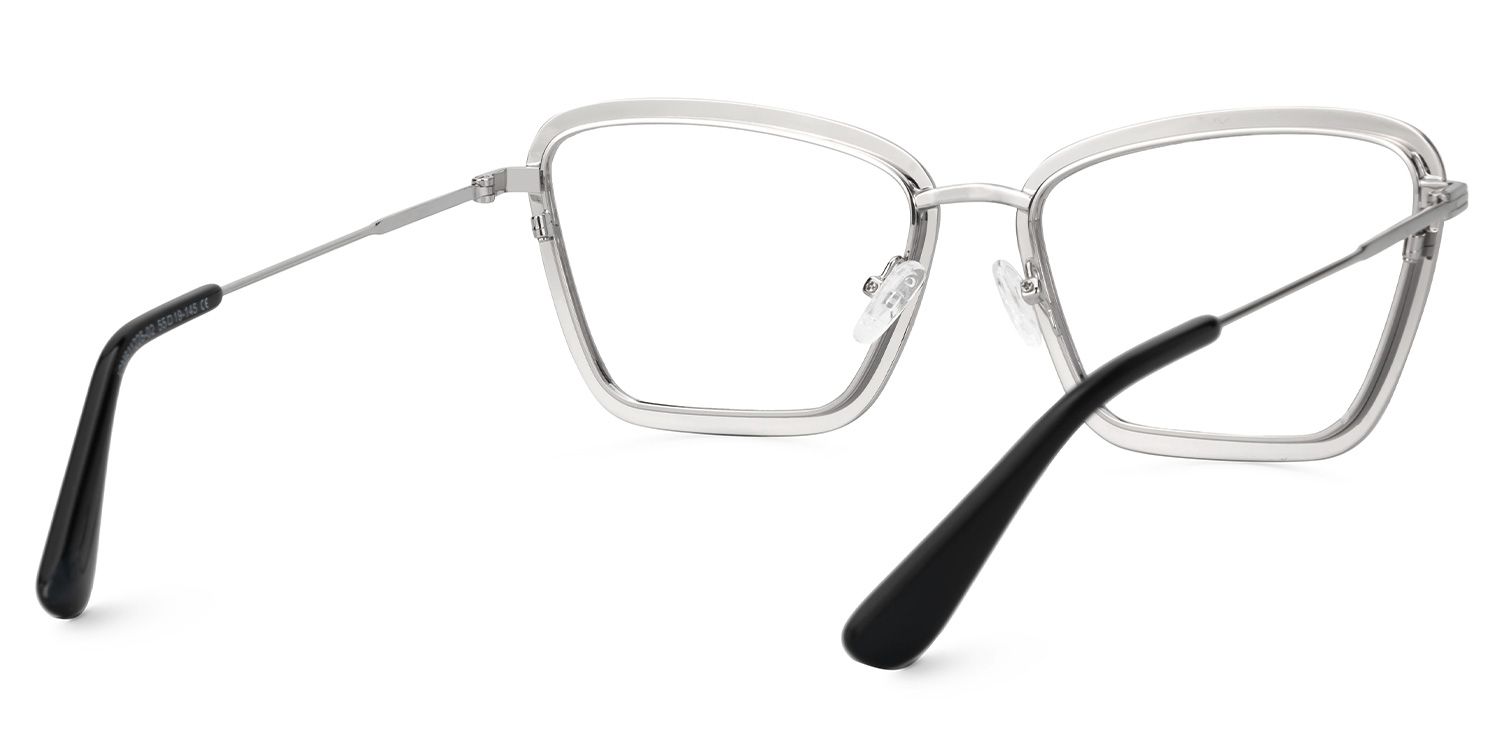 Feodora - Rectangle Silver Eyeglasses | Vooglam Side View