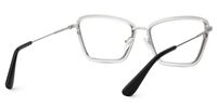 Feodora - Rectangle Silver Eyeglasses | Vooglam Side View
