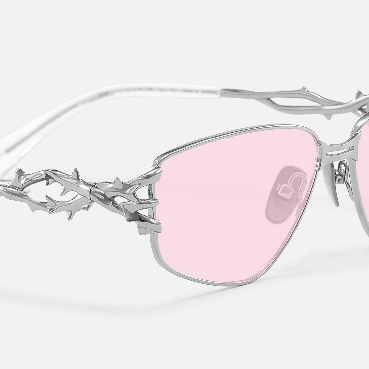 Spine - Silver Metal Pink Tinted Sunglasses | Vooglam Design Details