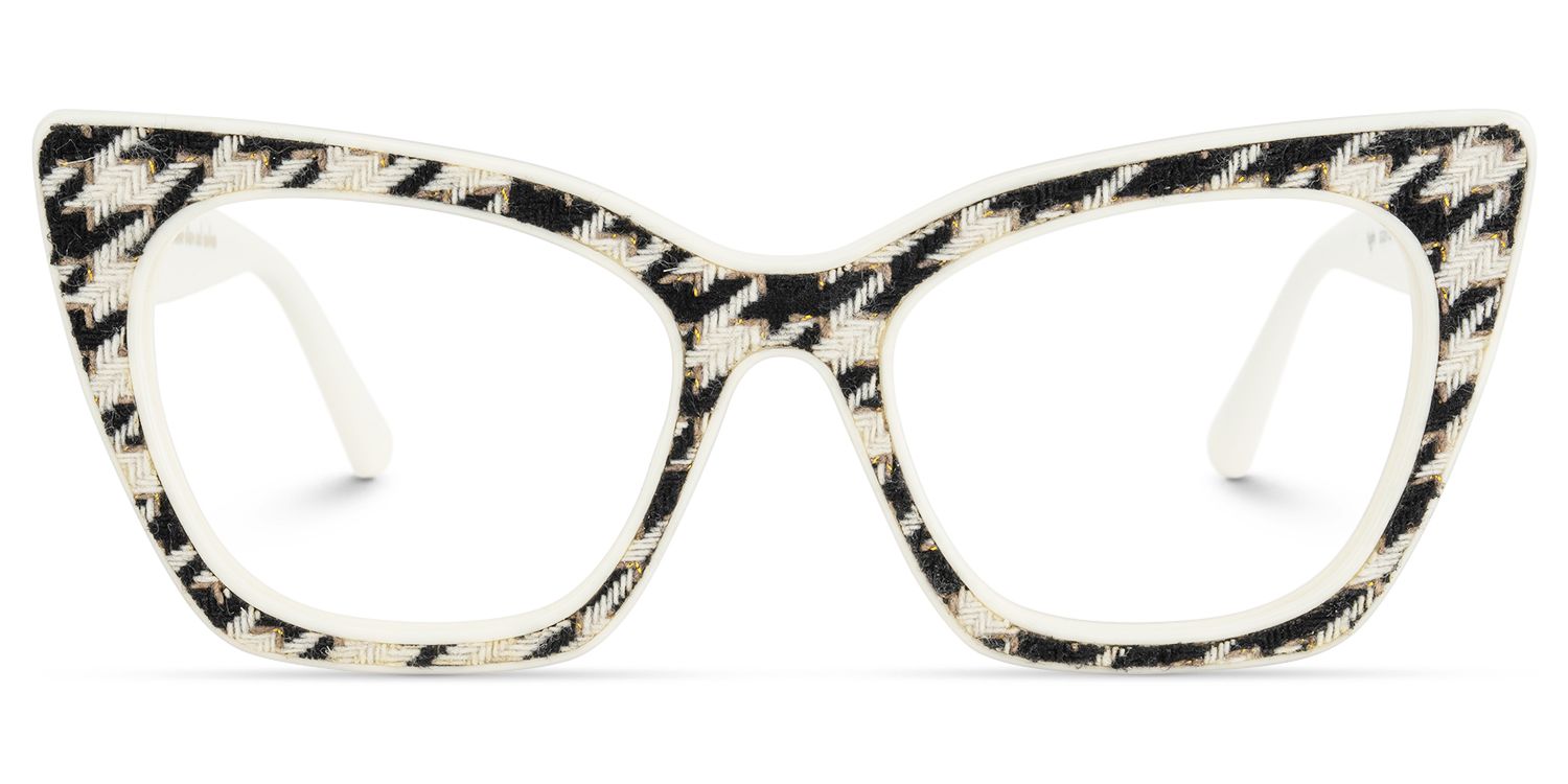 Tanna - Chic Houndstooth Design Cateye Glasses | Vooglam Angle View